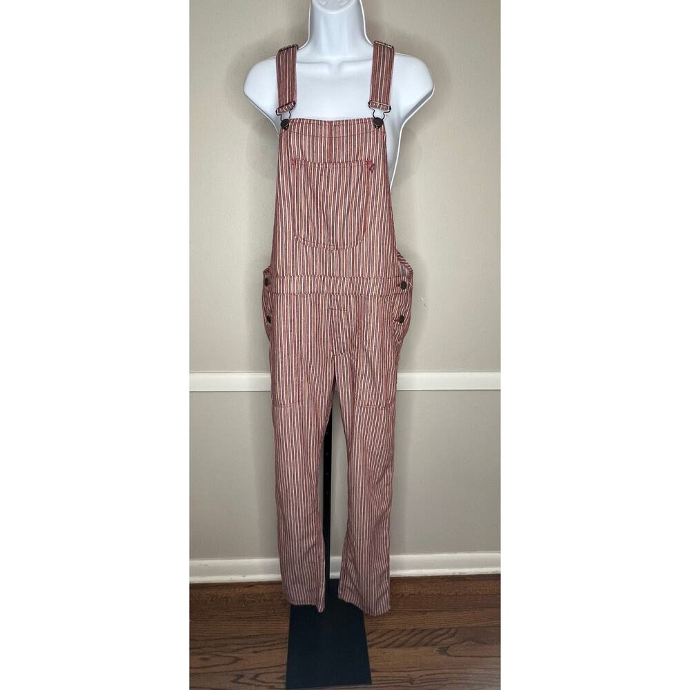 Purcell Workwear Cotton Striped Overalls Red White Utility Size 6 NWOT - Picture 2 of 9